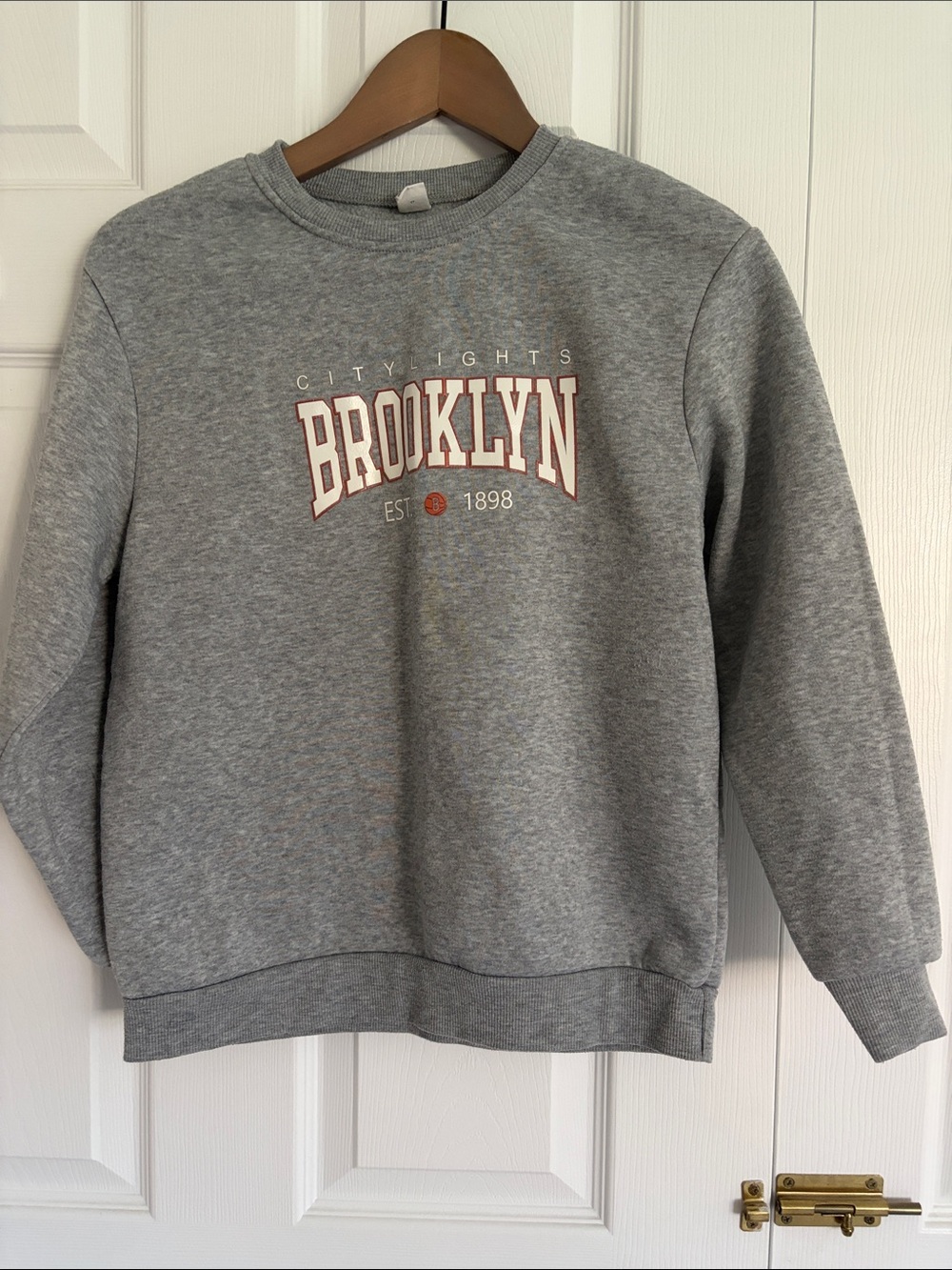 SHEIN Gray Brooklyn Graphic Crewneck Sweatshirt